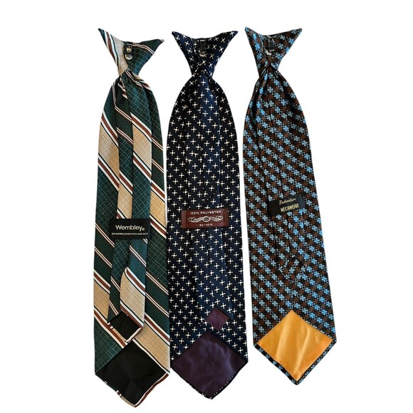 Clip-on Necktie Mens Bundle of 3 Distinctive Neckwear Wembley unbranded - Picture 2 of 7